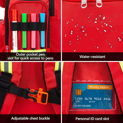 Gatycallaty First Aid Backpack Medical Emt First Responder Bag Empty Ems Emergency Home Health Hiking Trauma Travel Camping, Red, Large - pack of 2