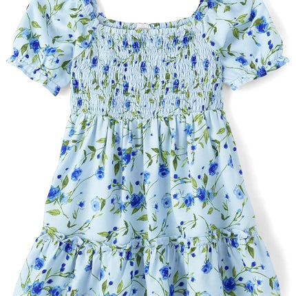The Children's Place Vestidos de manga corta elegantes para ocasiones especiales para bebés y niñas pequeñas, floral azul torbellino, 3T