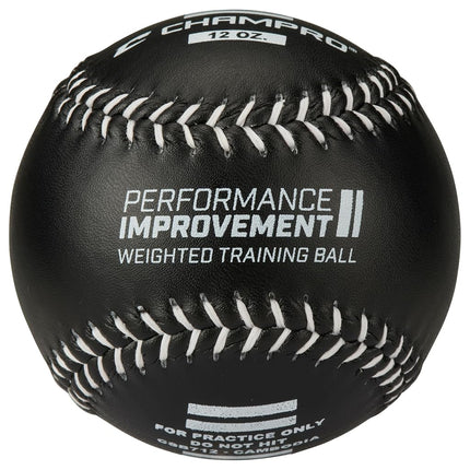Champro Weighted Training Softballs - Leather Cover, Black, 12 oz.