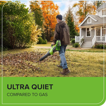 Greenworks 40V (730 CFM / 190 MPH) Cordless Leaf Blower with High Power Brushless Motor, Lightweight Backyard Cleaner for Fast Debris Removal, Includes 5.0Ah Battery & 5A Rapid Charger