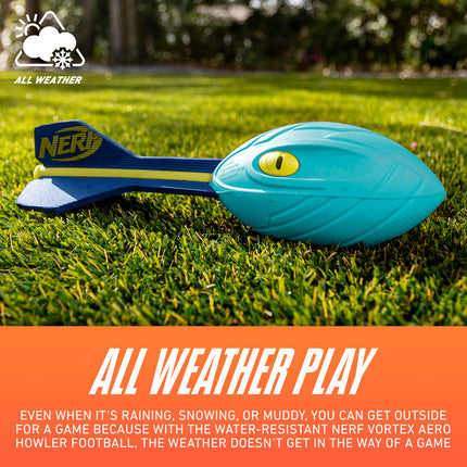NERF Neon Vortex Aero Howler Foam Football - NERF Soft Vortex Football for Long-Distance Throws - Great for Pool and Beach Football - Kids Aero Howler Whistle Vortex Foam Ball - Neon