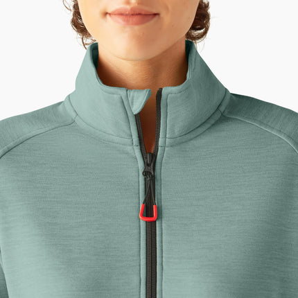 Haut à glissière quart Dickies Smooth FACE pour femme, bleu Surf Heather, S