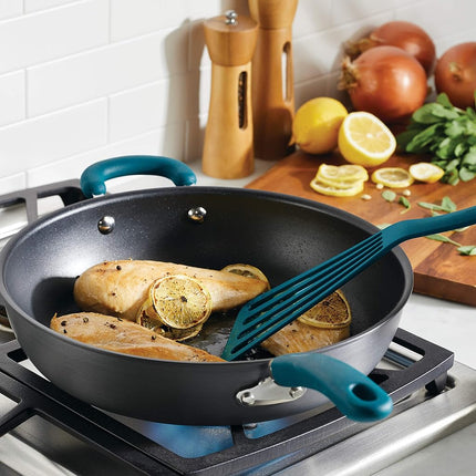 Rachael Ray Create Delicious Deep Hard Anodized Nonstick Frying Pan/Fry Pan/Hard Anodized Skillet - 12.5 Inch, Gray