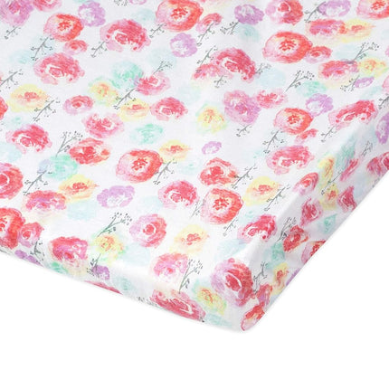 HonestBaby Baby Organic Cotton Changing Pad Covers (Set of Two) Winter Accessory, Rose Blossom/Pink, One Size
