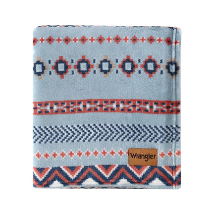 Wrangler - Throw Blanket, Soft Plush Fleece Bedding, Yellowstone Inspired, Western Decor for Bed or Couch (Diamond Trail Light Blue, 50" x 70")