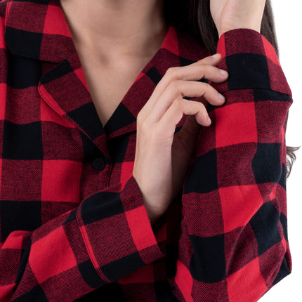 Fruit of the Loom Women's Flannel Sleep Shirt, Buffalo Check, Small