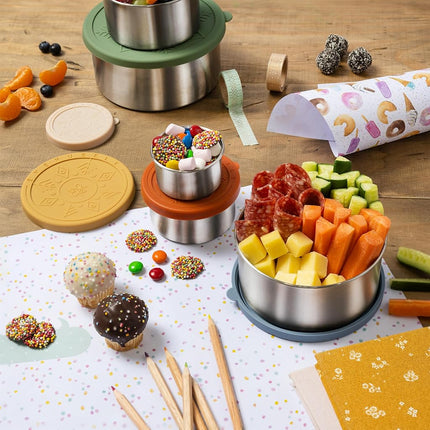Everusely Stainless Steel Containers with Lids, Leakproof Stainless Steel Lunch Containers, Stackable Stainless Steel Food Containers with Lids, Metal Food Containers with Lids, Snack Containers