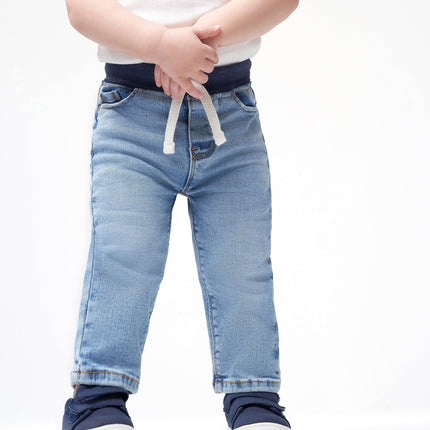 Gerber Baby Toddler Rib Waist Stretch Denim Skinny Jeans, Mezclilla Azul Claro, 3-6 Meses