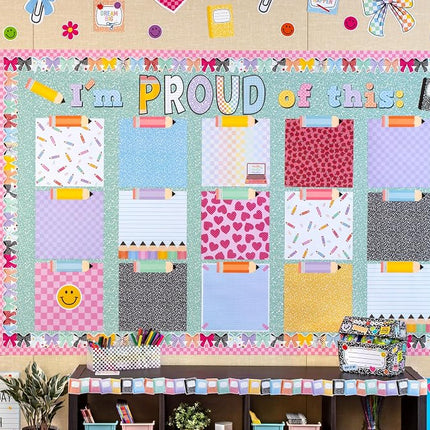 Teacher Created Resources Cool for School Pink Checkered Border - 50 Feet - Decorative Bulletin Boards, Walls, Desks, Windows, Doors, Lockers, Schools, Classrooms, Home School and