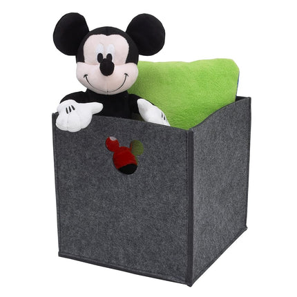 Contenedor de Almacenamiento Troquelado de Fieltro de Disney, Everything Kids, Gris, Mickey Mouse