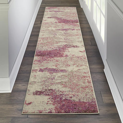 Nourison Celestial Modern Area Rug Runner, 2'2" x 7'6" (2'x8'), Ivory/Pink