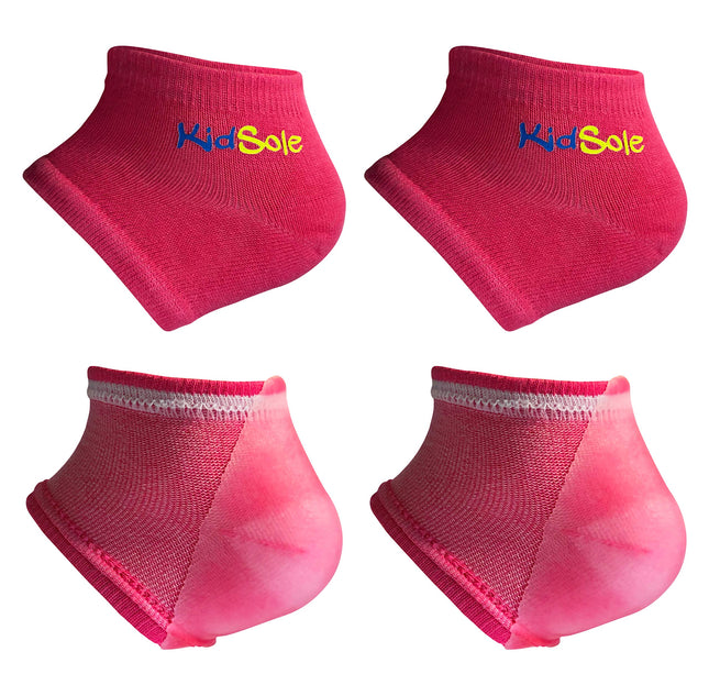 Correa de talón de gel KidSole para niños con sensibilidad en el talón por la enfermedad de Sever, fascitis plantar. (Negro) (Talla 1-6 para niños, rosa)