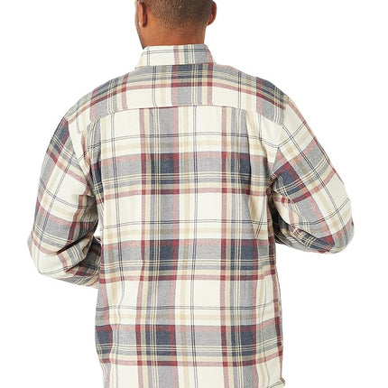Wrangler Authentics Men's Long Sleeve Sherpa Lined Flannel Jacket Shirt, Light Beige Heather, L UK