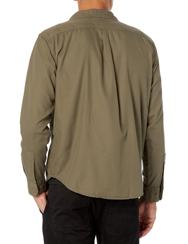Camisa de trabajo DOCKERS de manga larga con dos bolsillos de ajuste regular para hombre, verde camuflaje (sarga), talla M