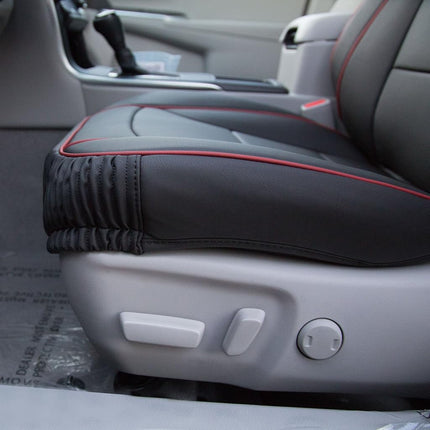 FH Group Automotive Seat Cushions Black Red Trim Universal Fit Ultra Comfort Leatherette Front Set fits most Cars, SUVs, and Trucks, Airbag Compatible PU205BLACKREDTRIM102