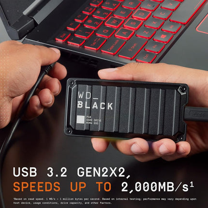 WD_BLACK P40 1TB Game Drive SSD, External SSD drive, Portable, Works with Playstation, PS5, Xbox, PC & Mac, Superspeed USB 3.2 Gen 2x2, up to 2000 MB/s, WD_BLACK Dashboard, Customizable RGB lighting