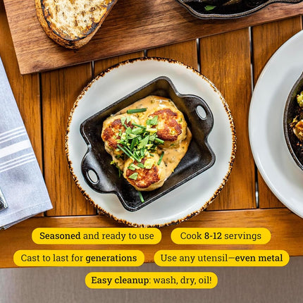 Lodge 0.30 litre / 10 ounce Heat-Treated Pre-Seasoned Cast Iron Square Mini Server