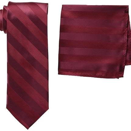 Stacy Adams para hombre Talla grande-alta Sólido tejido Raya formal Set de corbata extra largo, Borgoña, Talla única