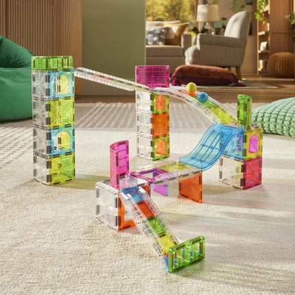Magna-Tiles Rail Racers Max 80-Piece Magnetic Construction Set, The Original Magnetic Building Brand