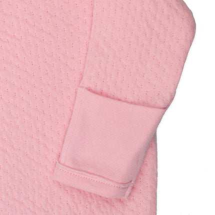 HonestBaby Baby Organic Cotton Matelasse Kimono Coverall - Pink - 3-6 Months