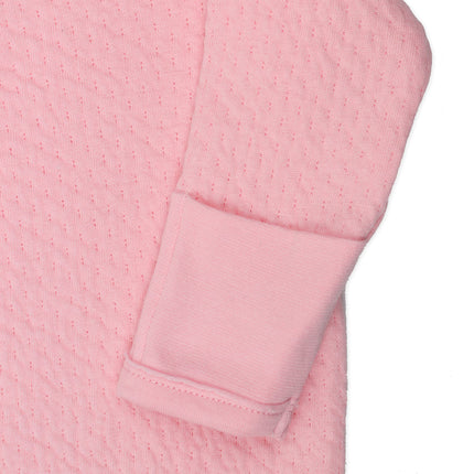 HonestBaby Baby Organic Cotton Matelasse Kimono Coverall - Pink - 3-6 Months