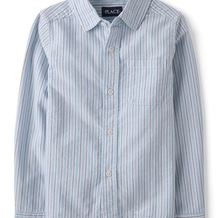 Chemise Oxford à manches longues pour garçons The Children's Place, bleu perle, très grand