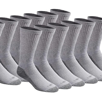 Dickies Men's Dri-tech Moisture Control Crew Socks Multipack, Grey (12 Pairs)