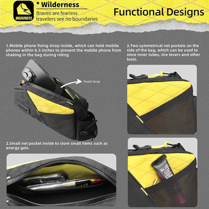Rhinowalk Bike Top Tube Bag Bike Frame Bag 1.2L Waterproof Bicycle Bag Professional Cycling Accessories for Mountain Road Bike(Small)