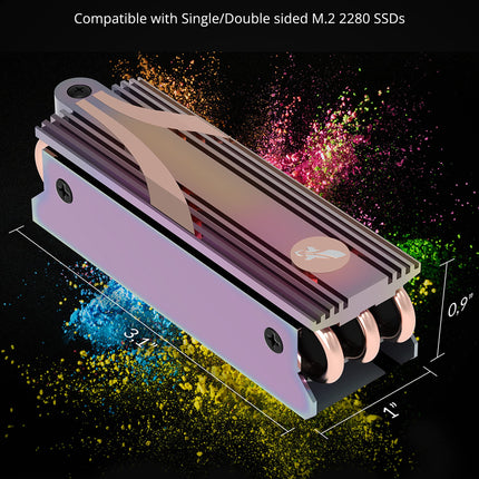 SABRENT SSD M.2 NVMe Gaming Heatsink with built-in screw, Aluminum m2 heatsink with thermal Silicone cooling Pads, NGFF SATA Heat Pipe Cooler fits PC, desktop computer, DIY computer builder, PS5