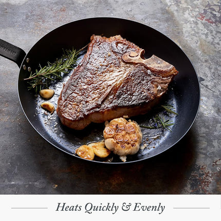 Merten & Storck Pre-Seasoned Carbon Steel Induction 8" Frying Pan Skillet, Oven Safe, Black