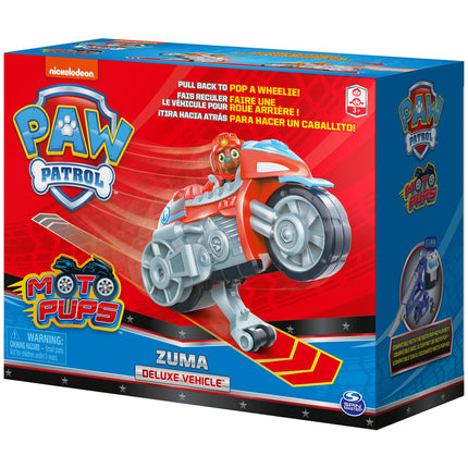PAW PATROL Moto Cachorros - Zuma - Motor de Retracción - Función Wheelie - Vehículo de Juguete