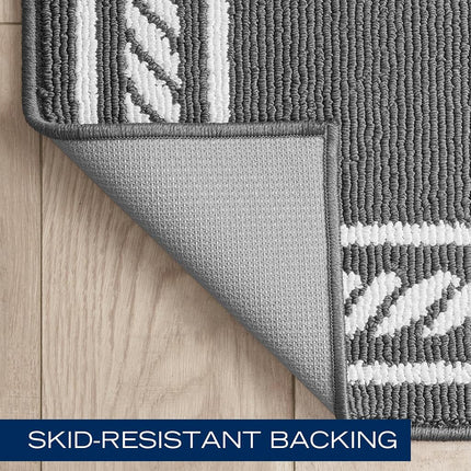 Nautica – Runner Rug | Indoor Runners for Hallways and Entry Rugs| Non-Slip and Non-Skid Entry and Kitchen Door Mat| Machine Washable Entryway Carpet Rugs |2'2" x 6'| Rope Border Dark Grey