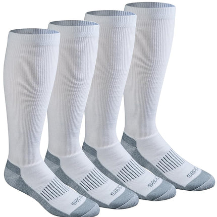 Dickies Men's Light Comfort Compression Over-The-Calf Socks, White (4 Pairs), Shoe Size: 6-12