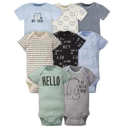 Gerber Baby Boys 8-pack Short Sleeve Onesies Bodysuits Shirt, Transportation Zone, 3-6 Months US