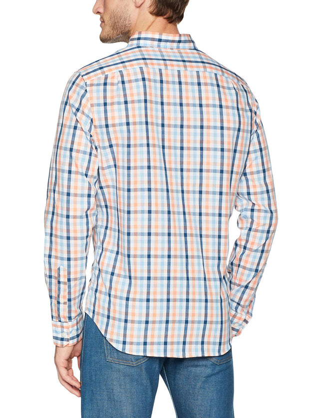 Nautica Men's Wrinkle Resistant Long Sleeve Button Front Shirt, Guava Punch, Large