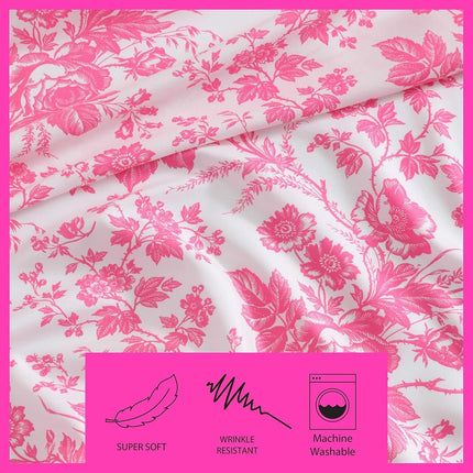 Betsey Johnson - Queen Sheets, Soft & Lightweight Bedding, Fade & Wrinkle Resistant (Betseys Toile Pink, Queen)