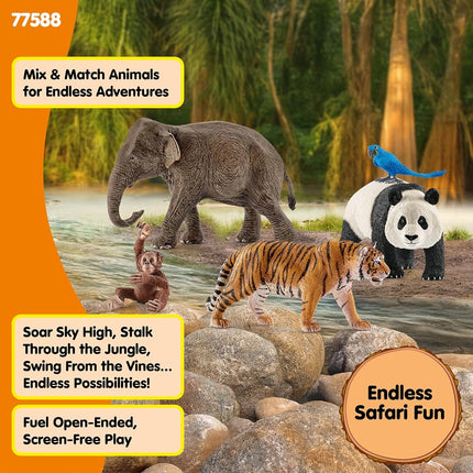 Schleich Wild Life - 5Pc Wild Animal Toy Set - Jungle Safari Bundle | 77588