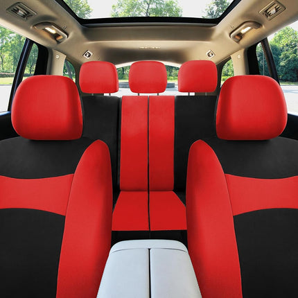 FH Group Automotive Seat Covers Red Universal Fit Bucket and Bench Cover fits most Cars, SUVs, and Trucks (Full Set Airbag Compatible with Split Bench) FB030RED115
