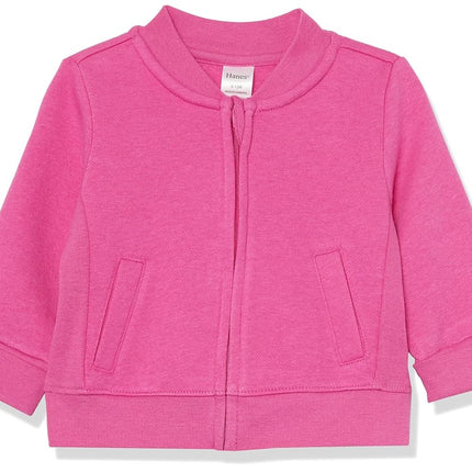 Hanes Unisex-Baby Baby Sweatshirt, Zippin Soft 4-Way Stretch Fleece Zip Up Sweatshirt Jacket, Babies and Toddlers, Honeymoon Pink, 0-6 Months