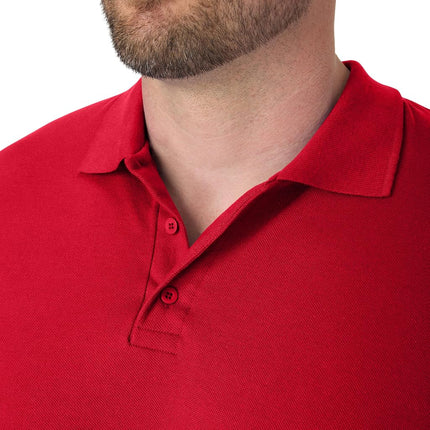 Hanes Men's Pique Short Sleeve Shirt, Three-Button Midweight Polo, Deep Red, XXL