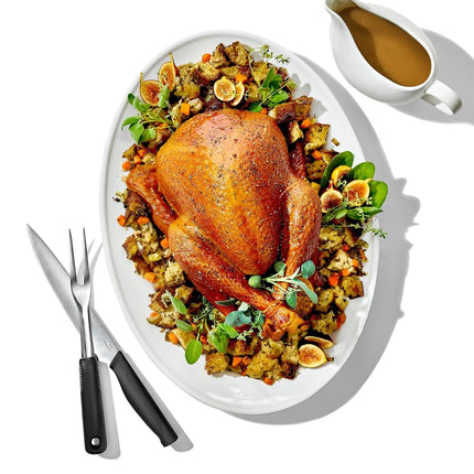 OXO Carving Set |Soft-Grip Duo Designed for Effortless Carving and Serving |2-Piece Fork & Knife Set | Spear, Secure, Cut & Serve Roasted Meat
