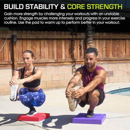 ProsourceFit Exercise Balance Pad – Non-Slip Cushioned Foam Mat & Knee Pad for Fitness and Stability Training, Yoga, Physical Therapy 15.5”x12.75”, Red, Red - L - (15.5" x 12.75")