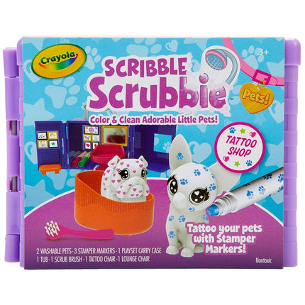 CRAYOLA Scribble Scrubbie Pets Tattoo Shop, Toy Pet Playset, Gift for Kids, Age 3, 4, 5, 6