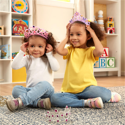 Melissa & Doug: Juego de tiaras de disfraz para niños (4 piezas) – Coronas de princesa de juguete para juegos de rol – Juguetes de joyería preescolar para niñas de 3 años en adelante