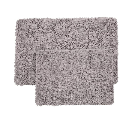 Alfombrilla de baño de pelo largo de espuma viscoelástica de 2 piezas Bedford Home, gris, 32"x21"x1.25"