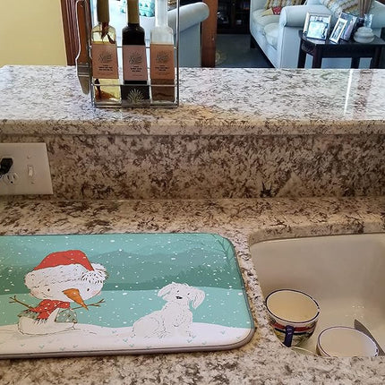 Caroline's Treasures CK2094DDM Maltese Snowman Christmas Dish Drying Mat, Polyester, Multicolor
