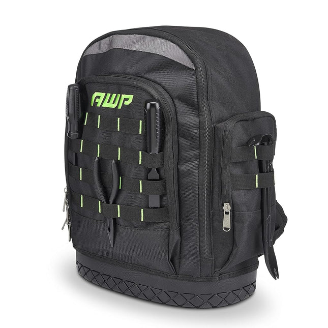 AWP Extreme Tool Backpack, Heavy-Duty Tool Bag with Padded Shoulder, Back, and Waist Straps, Water-Resistant Construction Black