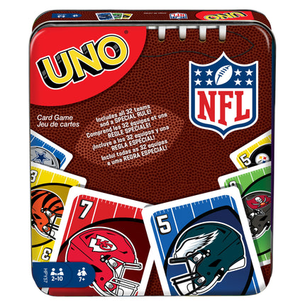 Mattel Games UNO NFL Card Game in Storage Tin Box 