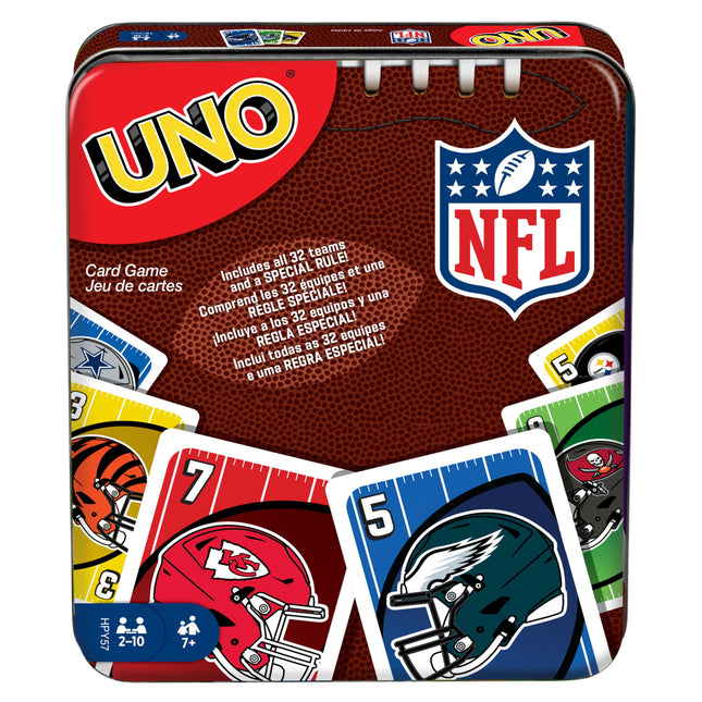 Mattel Games UNO NFL Card Game in Storage Tin Box 