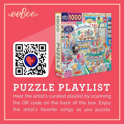eeBoo 1000 Piece Puzzle -Sweet Shoppe Puzzle for Adults, Square 23" x 23" Made with Recycled Board & Vegetable-Based Ink
